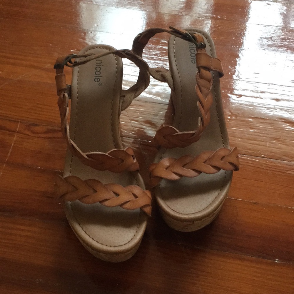 Nicole braided wedges